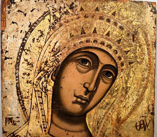 Antica Icona Greca "La Vergine annunciata"